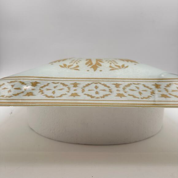 Vtg MCM square Ceiling Light Fixture Cover White Glass Gold Shade 16" 50s 60s EC - Picture 14 of 16